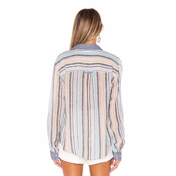 Splendid / Gray Malin striped Linen button down shirt - Picture 7 of 15